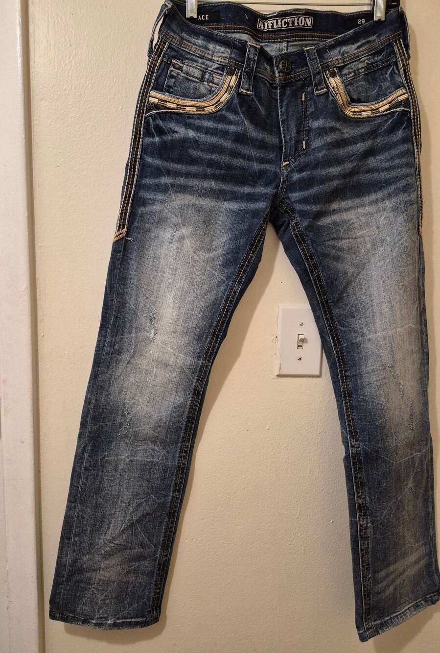 Affliction Ace Distressed Denim Jeans Size 29